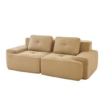 KWPZQEB 80.3Inch Corduroy 2-Seater Couch with Deep Seat, Tufted Design Loveseat for Living Room