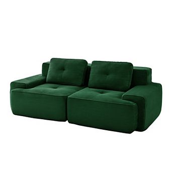 KWPZQEB 80.3Inch Corduroy 2-Seater Couch with Deep Seat, Tufted Design Loveseat for Living Room