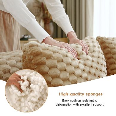 KWPZQEB 114.2Inch Modular Sectional Flannelette Sofa, 3-Seater Boneless Sofa with Deep Seat