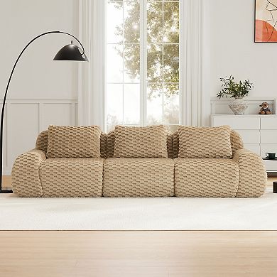 KWPZQEB 114.2Inch Modular Sectional Flannelette Sofa, 3-Seater Boneless Sofa with Deep Seat