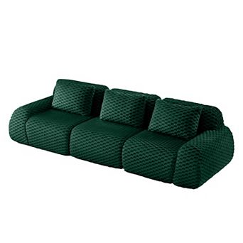 KWPZQEB 114.2Inch Modular Sectional Flannelette Sofa, 3-Seater Boneless Sofa with Deep Seat