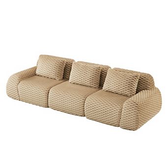 KWPZQEB 114.2Inch Modular Sectional Flannelette Sofa, 3-Seater Boneless Sofa with Deep Seat