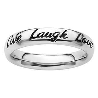 Stacks & Stones Sterling Silver Stackable "Live Laugh Love" Ring