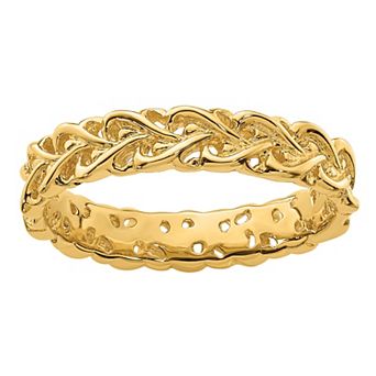 Stacks & Stones Gold Tone Sterling Silver Stackable Carved Band Ring