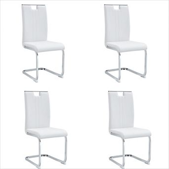 KWPZQEB PU Material Bow-Shaped Chairs with Ergonomic Back Support for Dining Room, Set of 4