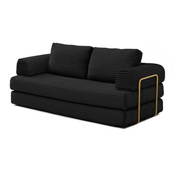 KWPZQEB 79.5Inch Convertible Sofa Bed with Pillows, Corduroy Folding Floor Couch for Living Room