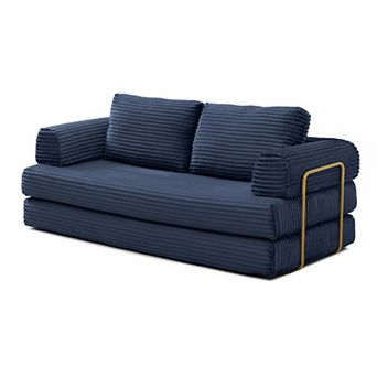 KWPZQEB 79.5Inch Convertible Sofa Bed with Pillows, Corduroy Folding Floor Couch for Living Room