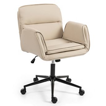 KWPZQEB Criss Cross Chair with 5-Gear Adjustable Armrests & Wheels, Swivel Desk Chair for Home