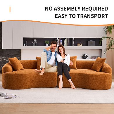 KWPZQEB 110Inch Compression Sponge Sofa, Chenille Curved Modular Sectional for Apartment