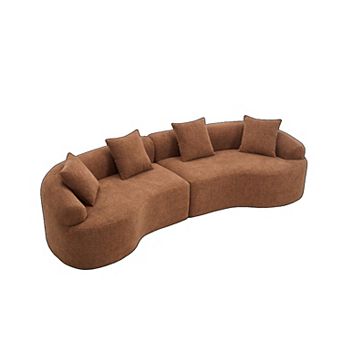 KWPZQEB 110Inch Compression Sponge Sofa, Chenille Curved Modular Sectional for Apartment