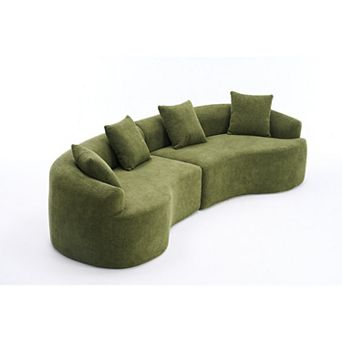 KWPZQEB 110Inch Compression Sponge Sofa, Chenille Curved Modular Sectional for Apartment