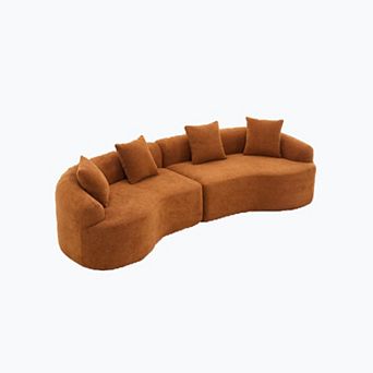 KWPZQEB 110Inch Compression Sponge Sofa, Chenille Curved Modular Sectional for Apartment