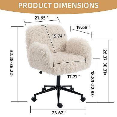 KWPZQEB Lamb wool Criss Cross Swivel Chair with 5-Gear Adjustable Armrests & Wheels for Home