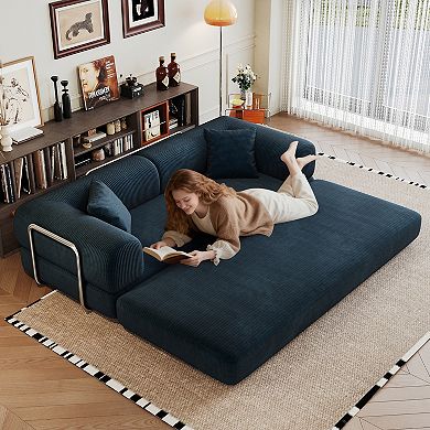 KWPZQEB 78.8Inch Convertible Floor Sofa Bed, Corduroy Compression Sofa for Living Room