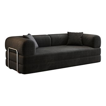 KWPZQEB 78.8Inch Convertible Floor Sofa Bed, Corduroy Compression Sofa for Living Room