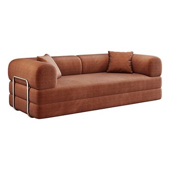 KWPZQEB 78.8Inch Convertible Floor Sofa Bed, Corduroy Compression Sofa for Living Room