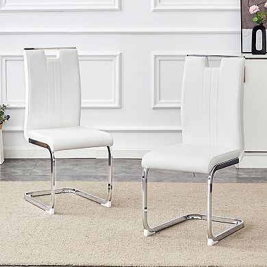 KWPZQEB PU Material Bow-Shaped Chairs Set of 2 for Dining Room