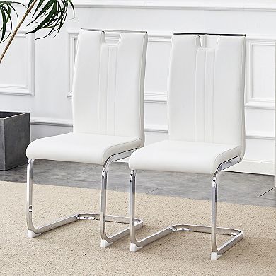 KWPZQEB PU Material Bow-Shaped Chairs Set of 2 for Dining Room