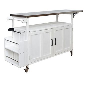 KWPZQEB Foldable Outdoor Kitchen Island with Lockable Wheels & Storage, Towel Rack & Spice Rack
