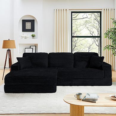 KWPZQEB 112.6Inch L-shape Modular Sectional Sofa, Corduroy Comfy Compressed Sofa with Chaise
