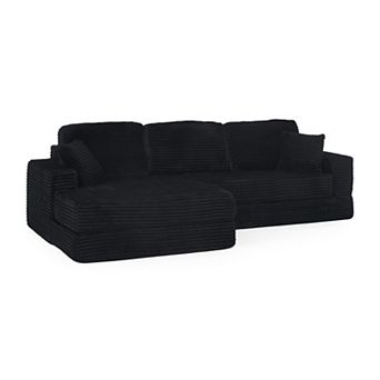 KWPZQEB 112.6Inch L-shape Modular Sectional Sofa, Corduroy Comfy Compressed Sofa with Chaise
