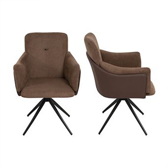 KWPZQEB 360° Swivel Chairs Set of 2, Upholstered Chairs with Metal Base, Makeup Chair for Vanity