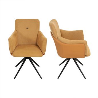 KWPZQEB 360° Swivel Chairs Set of 2, Upholstered Chairs with Metal Base, Makeup Chair for Vanity
