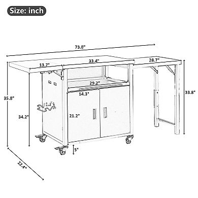 KWPZQEB Patio Dining Cart with Foldable Top, Storage & Trash Rack, BBQ Cart for Backyard, Patio