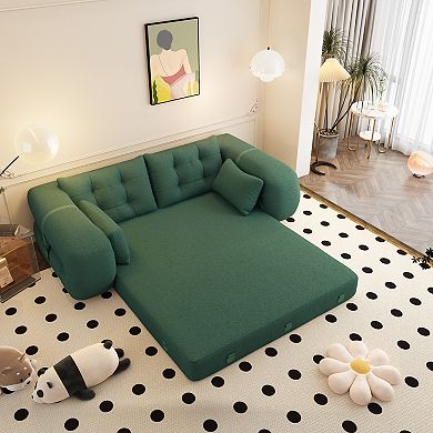 KWPZQEB 78.7Inch Multi-Functional Foldable Sofa Bed, 3-in-1 Teddy Fabric Foam Sofa for Living Room