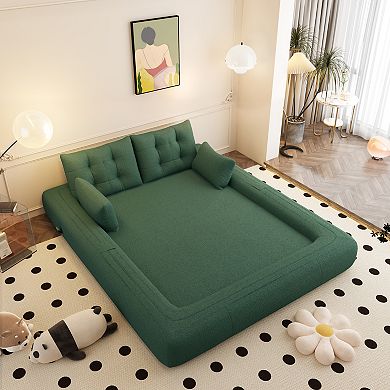 KWPZQEB 78.7Inch Multi-Functional Foldable Sofa Bed, 3-in-1 Teddy Fabric Foam Sofa for Living Room