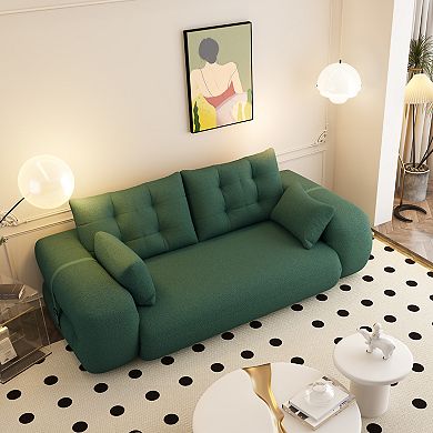 KWPZQEB 78.7Inch Multi-Functional Foldable Sofa Bed, 3-in-1 Teddy Fabric Foam Sofa for Living Room