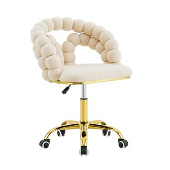 KWPZQEB Velvet Adjustable Swivel Desk Chair with Bubble Back & Gold Metal Base for Bedroom