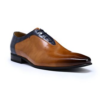 Men's Formal Oxford Dress Shoes Pointed Toe Business Casual Burnished Lace Up
