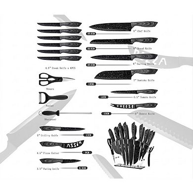 19-Piece Kitchen Knife Set with Block High-Carbon Stainless Steel Knives and Accessories