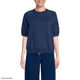 Women's Lands' End Puff Lace Sleeve Sweatshirt
