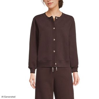 Women's Lands' End Long Sleeve Serious Sweats Cardigan Sweatshirt