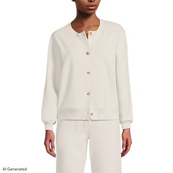 Women's Lands' End Long Sleeve Serious Sweats Cardigan Sweatshirt