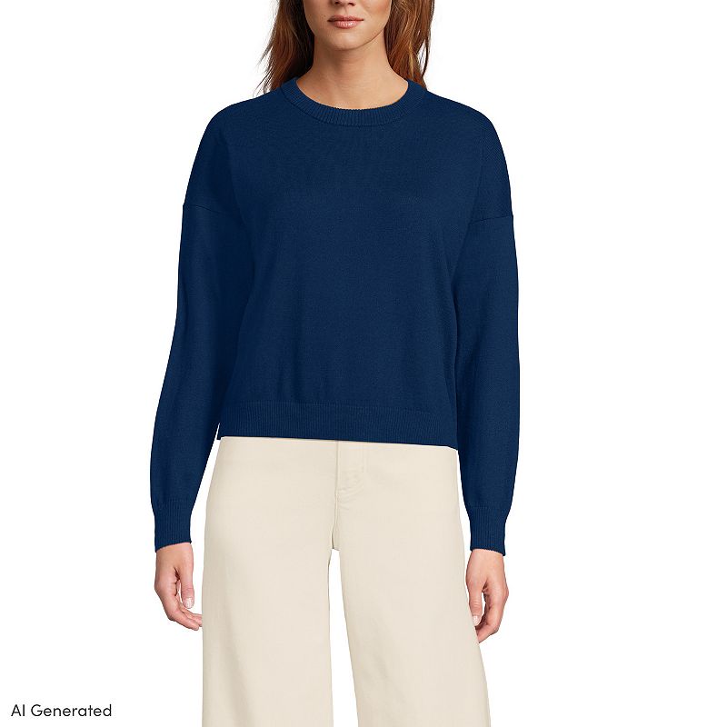 Women's Lands' End Cotton Wedge Crew Neck Sweater