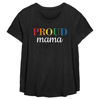 Plus Size Proud Mama Rainbow Flowy Graphic Tee