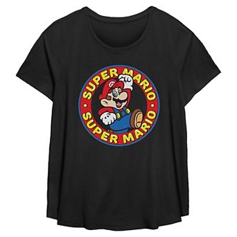 Plus Size Super Mario Bros. Jump Emblem Flowy Graphic Tee