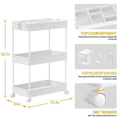 SPACELEAD Slim Storage Cart 4 Tier and 3 Tier Rolling Cart with Wheels