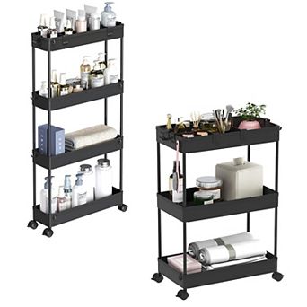 SPACELEAD Slim Storage Cart 4 tier and 3 tier Rolling Cart with Wheels