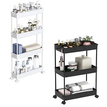 SPACELEAD Slim Storage Cart 4 tier and 3 tier Rolling Cart with Wheels