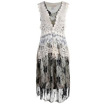 Women’s 2 pc Lace Crochet Overlay & Floral Midi Dress Set