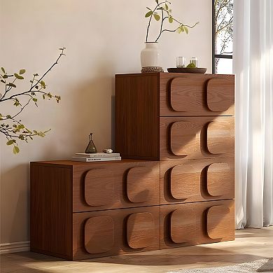 19.69" Brown Media Console - Solid Wood, Multi-Purpose Night Stand (1 Piece)