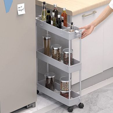 SPACELEAD Slim Storage Cart 3 Tier,Bathroom Organizer Rolling Utility,Mobile Shelving Unit Slide Out