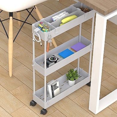 SPACELEAD Slim Storage Cart 3 Tier,Bathroom Organizer Rolling Utility,Mobile Shelving Unit Slide Out