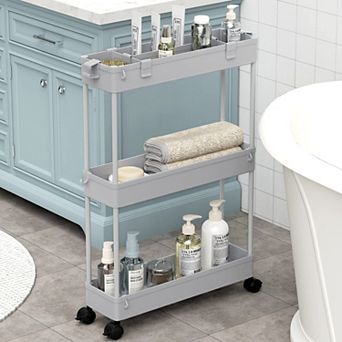 SPACELEAD Slim Storage Cart 3 tier Bathroom Organizer Rolling Utility,Mobile Shelving Unit Slide Out