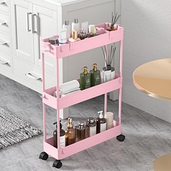 SPACELEAD Slim Storage Cart 3 tier Bathroom Organizer Rolling Utility,Mobile Shelving Unit Slide Out