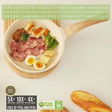 3-Piece Ceramic Nonstick Cookware Set, PFAS-Free Pots & Frying Pan